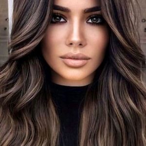 *Real Hair* Dark brown w/ golden highlights weft hair extension strip